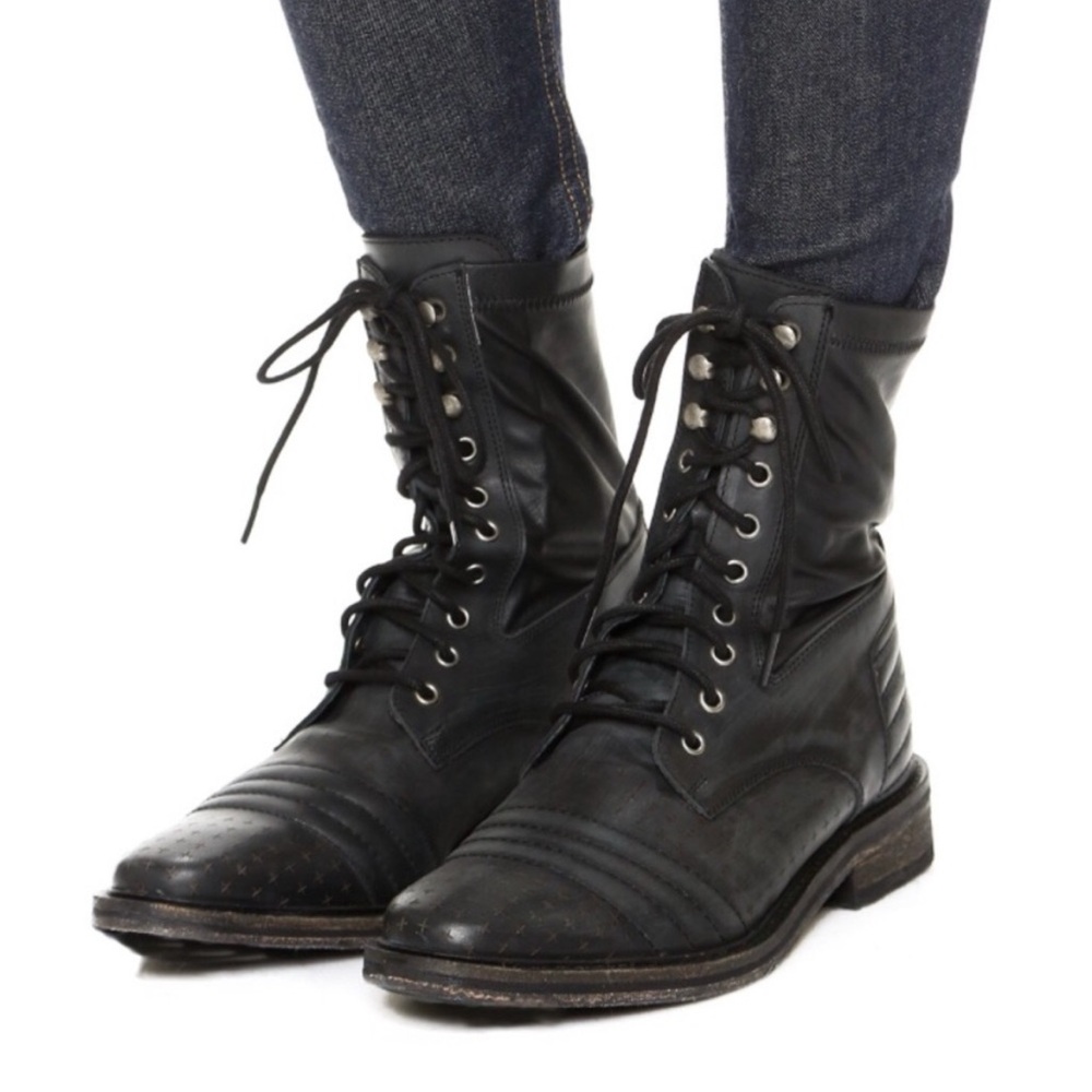 Free People Black Leather Combat Boots size 39
